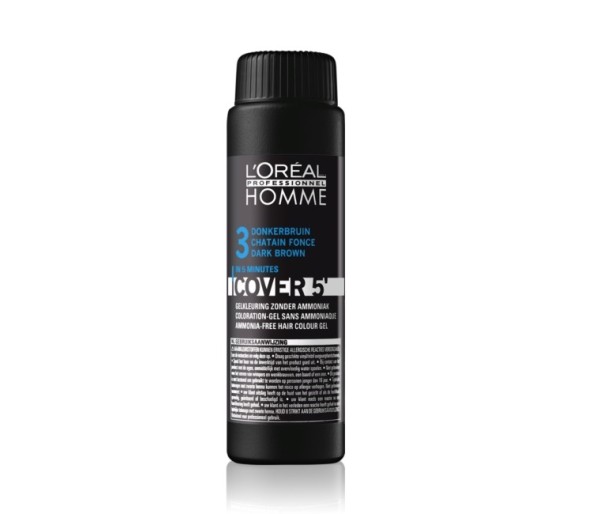 Gel colorant L`Oreal Professional Homme Cover 5 `No 3, Dark Brown, 3x50 ml