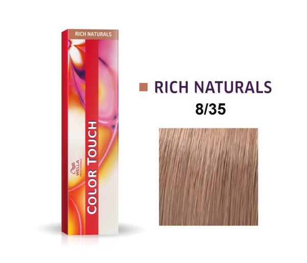 Vopsea semipermanenta Wella Professionals Color Touch 8/35, Blond Deschis Mahon Auriu, 60 ml