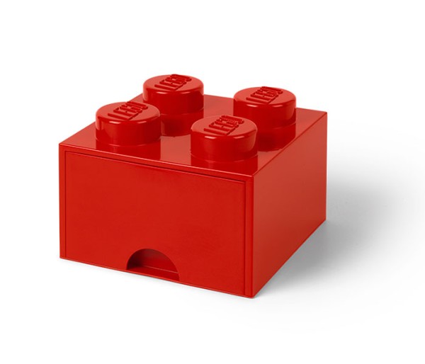 Cutie depozitare LEGO 2x2 cu sertar, rosu, 4+ ani