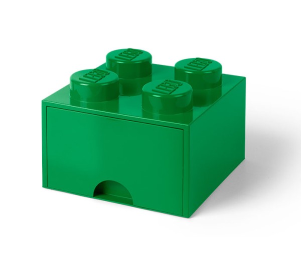 Cutie depozitare LEGO 2x2 cu sertar, verde, 4+ ani