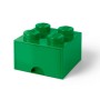 Cutie depozitare LEGO 2x2 cu sertar, verde, 4+ ani