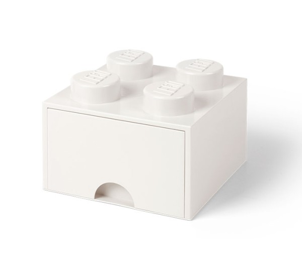 Cutie depozitare LEGO 2x2 cu sertar, alb, 4+ ani