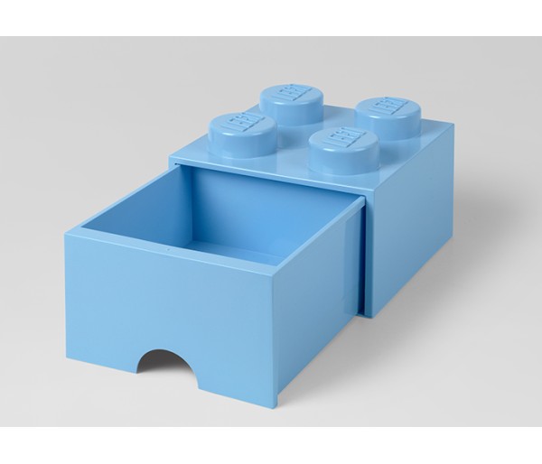 Cutie depozitare LEGO 2x2 cu sertar, albastru deschis, 4+ ani