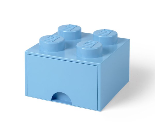 Cutie depozitare LEGO 2x2 cu sertar, albastru deschis, 4+ ani