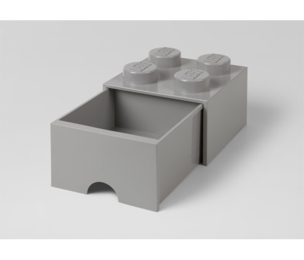 Cutie depozitare LEGO 2x2 cu sertar, gri, 4+ ani