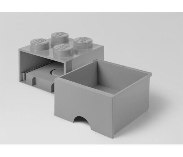 Cutie depozitare LEGO 2x2 cu sertar, gri, 4+ ani