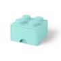 Cutie depozitare LEGO 2x2 cu sertar, aqua, 4+ ani