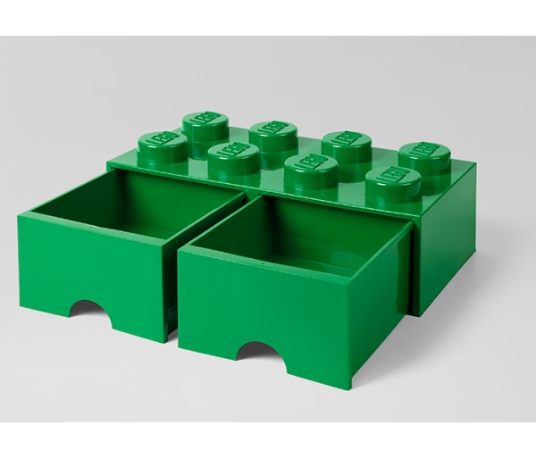 Cutie depozitare LEGO 2x4 cu sertare, verde, 4+ ani