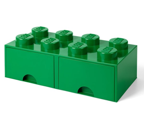 Cutie depozitare LEGO 2x4 cu sertare, verde, 4+ ani