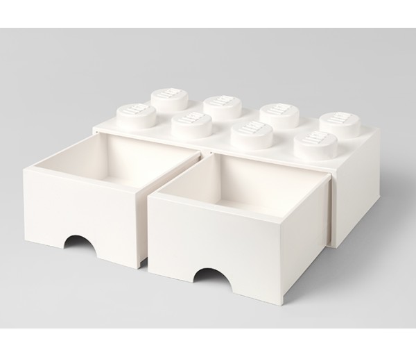Cutie depozitare LEGO 2x4 cu sertare, alb, 4+ ani