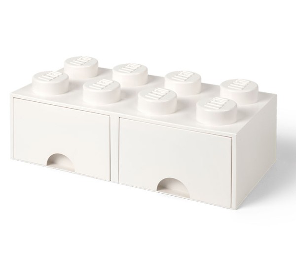 Cutie depozitare LEGO 2x4 cu sertare, alb, 4+ ani