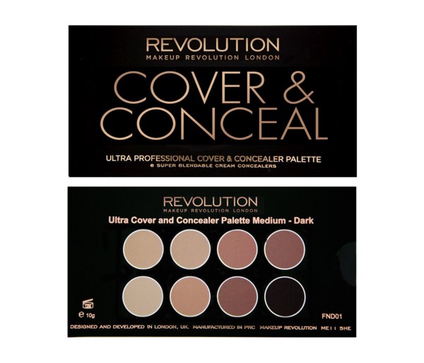 Face Ultra Cover And Concealer Palette Medium, Paleta pentru corectare, Nuanta Dark