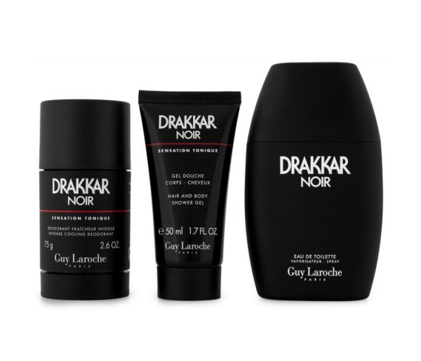 Drakkar Noir, Barbati, Set: Apa de toaleta 100 ml + Gel de dus 50 ml + Deodorant stick 75 ml
