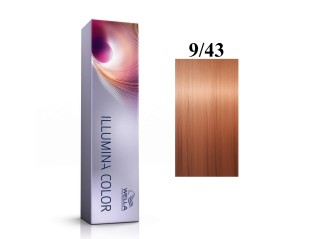 Vopsea permanenta Wella Professionals Illumina Color 9/43, Blond Luminos Aramiu Auriu, 60 ml 8005610542065