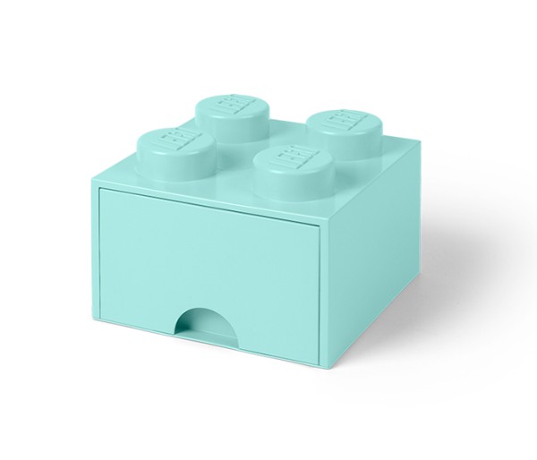 Cutie depozitare LEGO 2x2 cu sertar, aqua, 40051742, 4+ ani