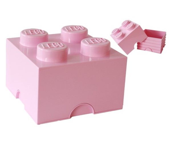 Cutie depozitare LEGO 2x2 roz deschis, 4+ ani