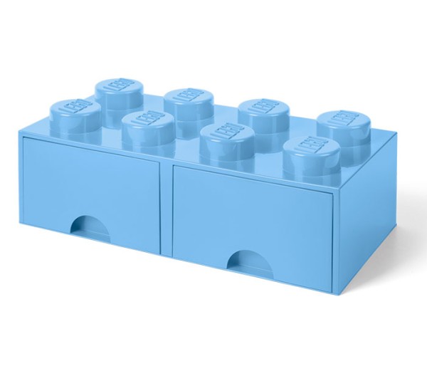 Cutie depozitare LEGO 2x4 cu sertare, albastru deschis, 40061736, 4+ ani