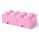 Cutie depozitare LEGO 2x4 cu sertare, roz, 40061738, 4+ ani