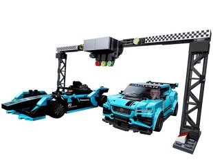 LEGO Speed Champions: Formula E Panasonic Jaguar Racing GEN2 car si Jaguar I-PACE eTROPHY 76898, 8 ani+ 5702016618341