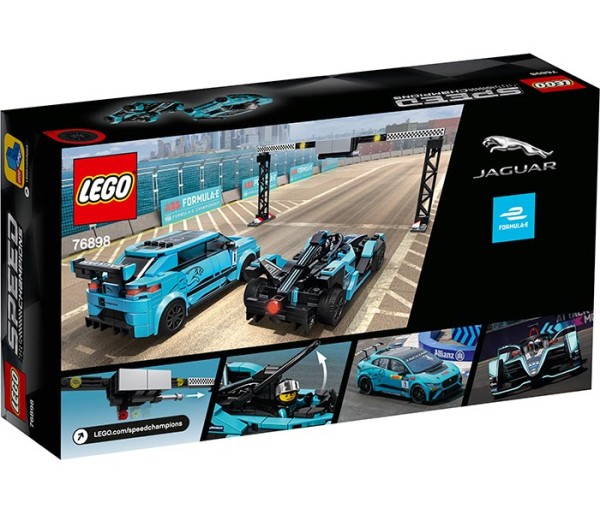 LEGO Speed Champions: Formula E Panasonic Jaguar Racing GEN2 car si Jaguar I-PACE eTROPHY 76898, 8 ani+