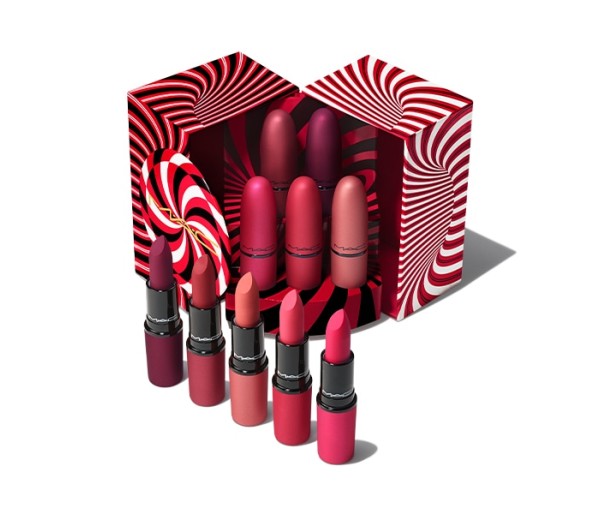 Mistletoe Matte Powder Kiss Lipstick, Set: Introducing + Hardcoral + Pink And You`Ll Miss It + Captive Audience + Stealth Statement, 5x3 gr