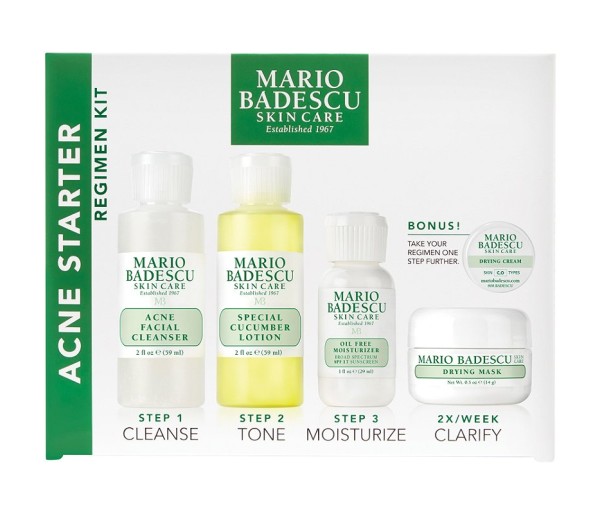 Acne Starter Kit, Set: Acne Facial Cleanser 59 ml + Special Cucumber Lotion 59 ml + Oil Free Moisturizer 29 ml + Drying Mask 14 g