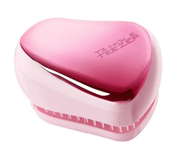 Perie pentru par Tangle Teezer Compact Styler Smooth & Shine Limited Editions Baby Doll Pink Chrome