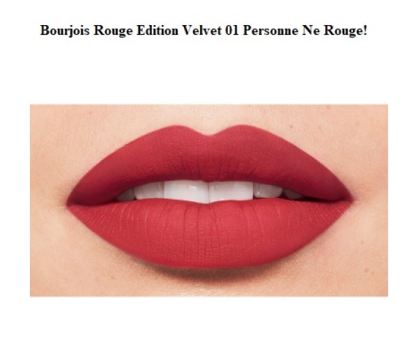 Ruj cu efect matifiant Bourjois Rouge Edition Velvet No.01 Personne Ne Rouge!, 7.7 ml