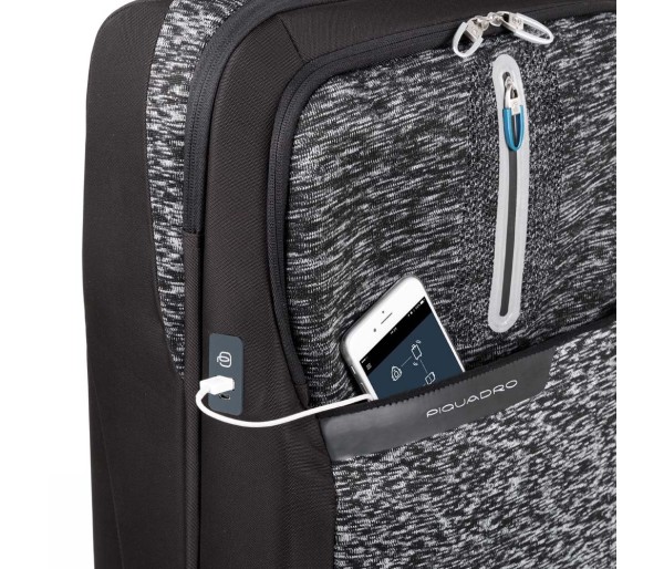 Troler pentru cabina de avion Piquadro, Compartiment pentru laptop si iPad, Conectivitate Bluetooth