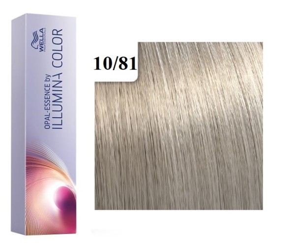 Vopsea permanenta Wella Professionals Illumina Color 10/81, Blond Luminos Deschis Perlat Cenusiu, 60 ml