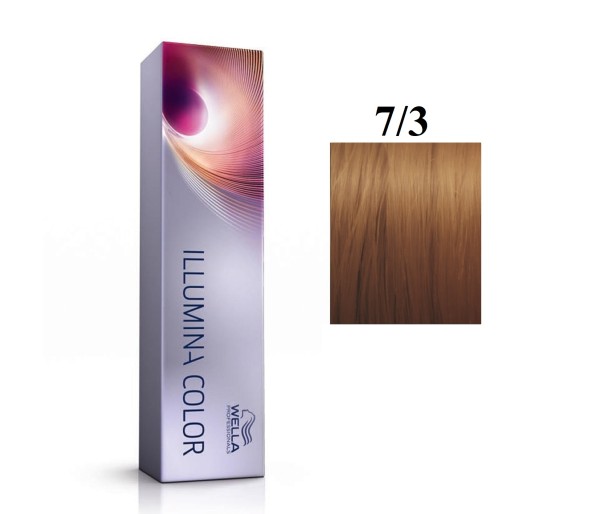 Vopsea permanenta Wella Professionals Illumina Color 7/3, Blond Mediu Auriu, 60 ml