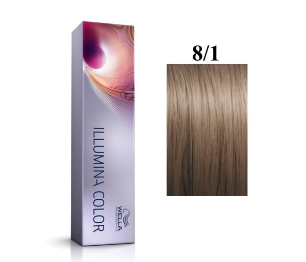 Vopsea permanenta Wella Professionals Illumina Color 8/1, Blond Deschis Cenusiu, 60 ml