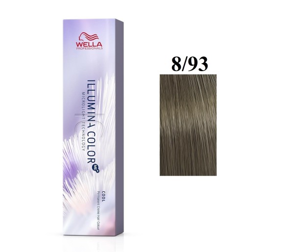 Vopsea permanenta Wella Professionals Illumina Color 8/93, Blond Deschis Auriu Albastru, 60 ml
