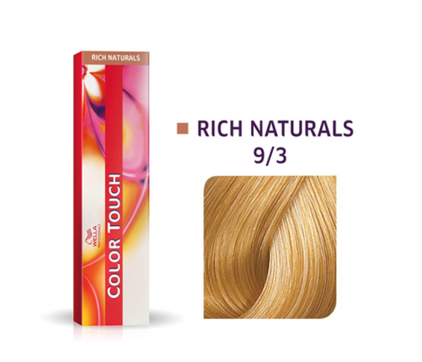 Vopsea semipermanenta Wella Professionals Color Touch 9/3, Blond Luminos Auriu Mahon, 60 ml